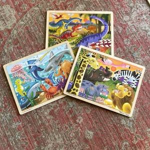 Three wooden Melissa and Doug Puzzles